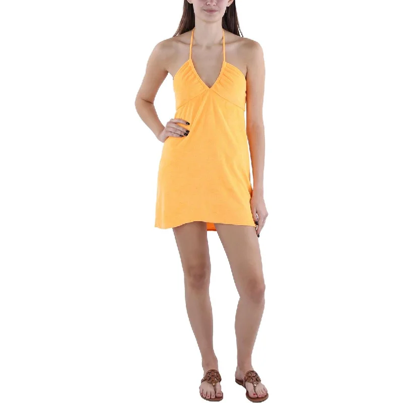 Plunging Neckline DressShow Me Your Mumu Womens Terry Cloth Halter Mini Dress