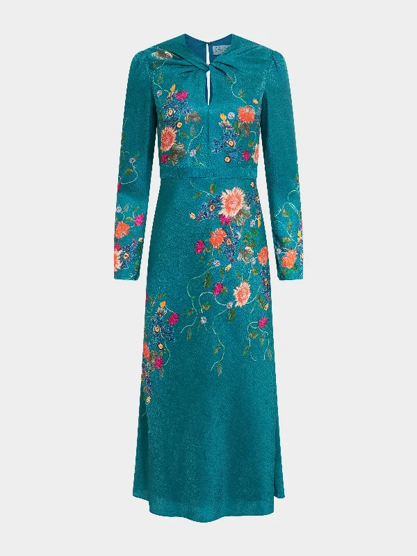 Halter DressClaudia Midi Dress in Peacock Flori