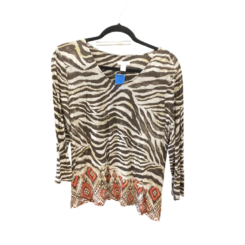 elegant women's topsTop Long Sleeve By Chicos In Animal Print, Size: L