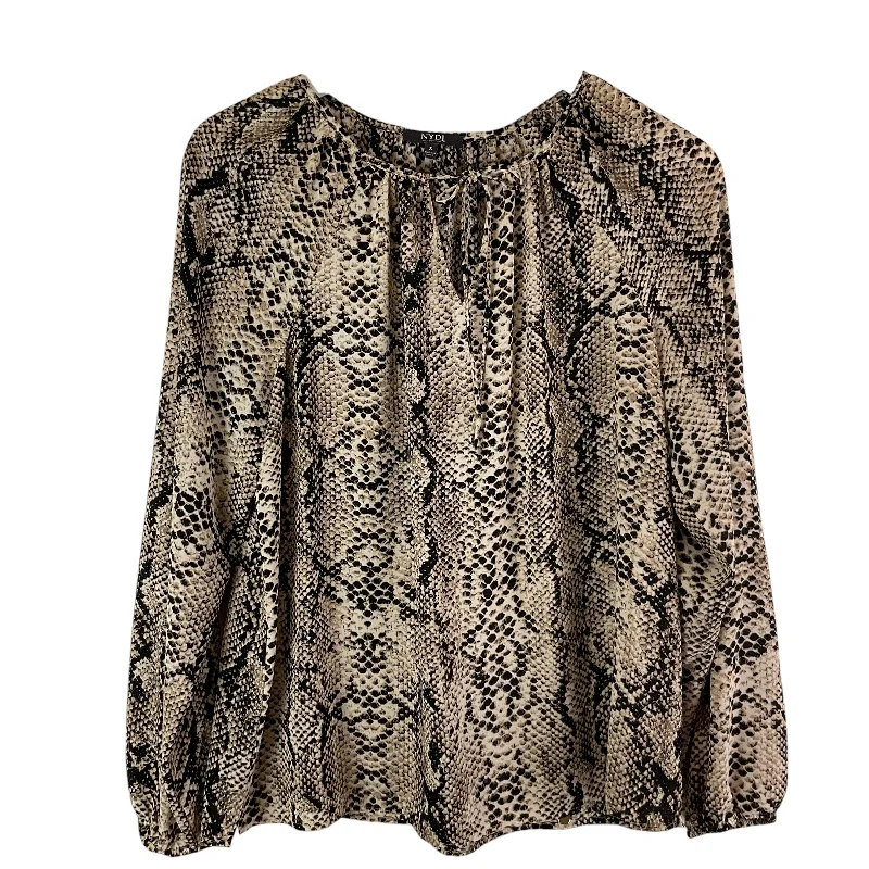 women's tops for black-tie affairsTop Long Sleeve By Clothes Mentor In Snakeskin Print, Size: S