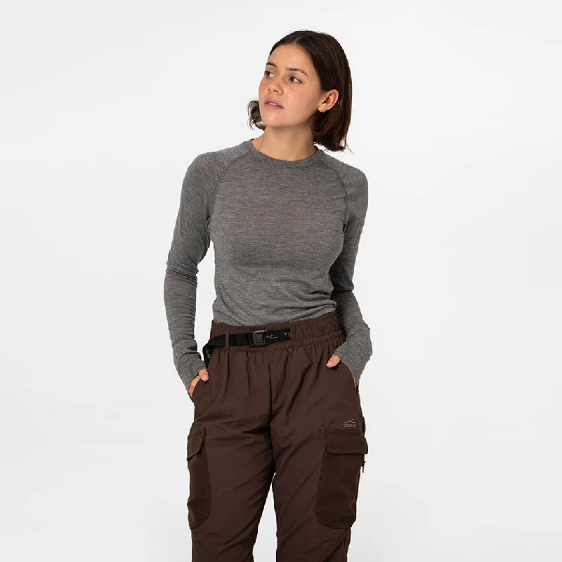 women's tops for those who seek both style and comfortWomens Merino LS Base Layer Grey Marle