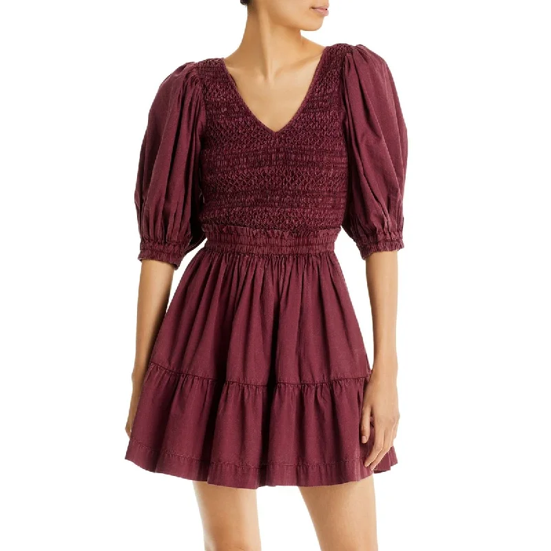 Scoop-Neck DressSea New York Womens Simona Cotton Smocked Mini Dress