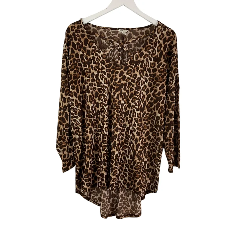 women's tops for cozy nights inTop Long Sleeve By Cato In Animal Print, Size: Xl