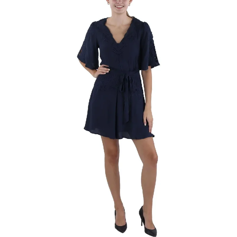 women's luxury dressesReiss Womens Eyelet Short Mini Dress