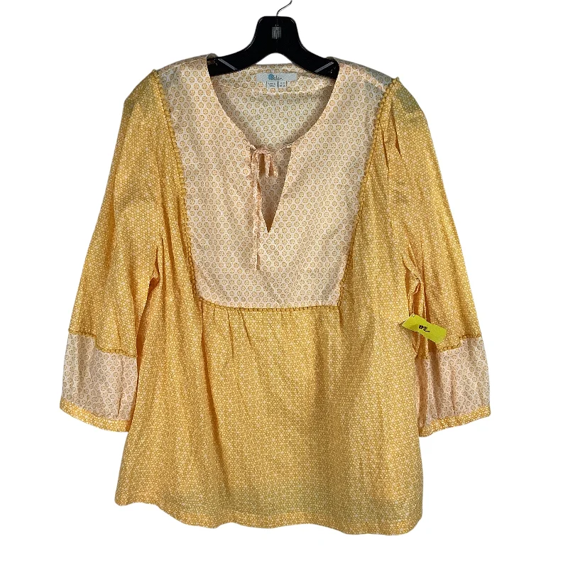 women's tops with flutter sleevesTop Long Sleeve By Boden In Yellow, Size: 16