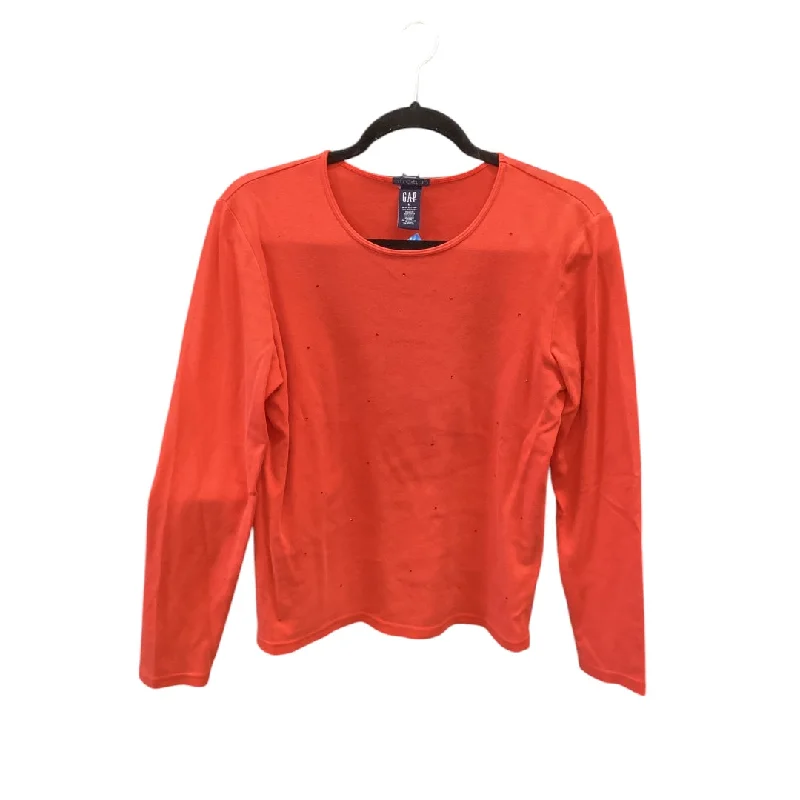 women's tops made from cottonTop Long Sleeve By Gap In Orange, Size: L