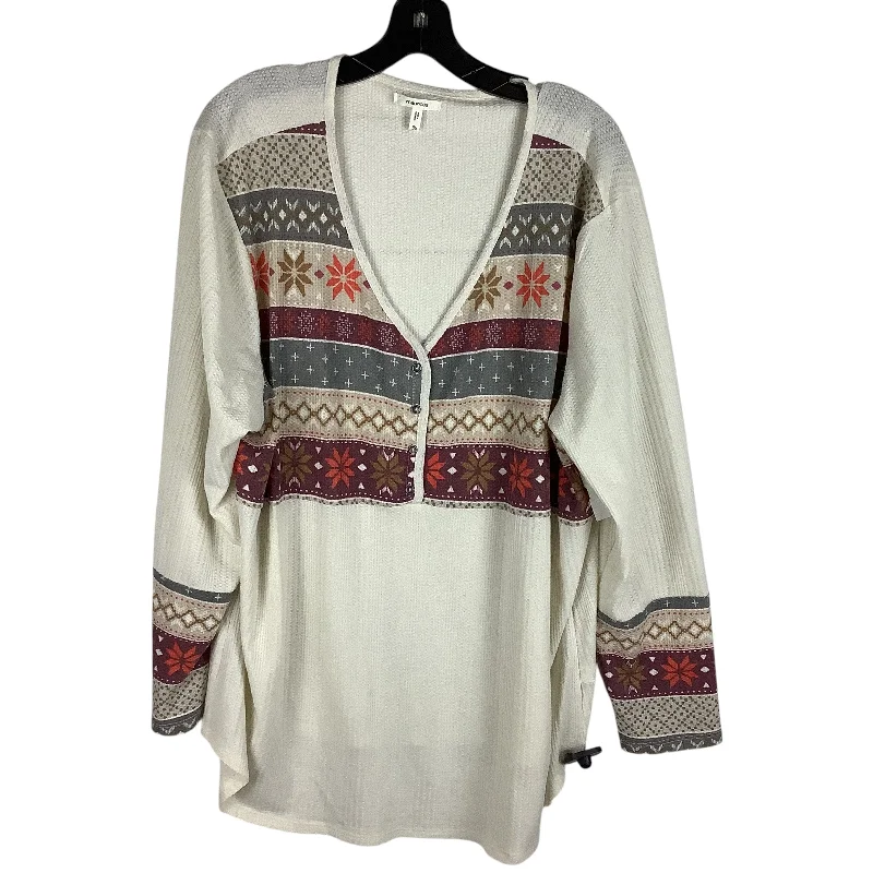 women's tops for maximalist fashion loversTop Long Sleeve By Maurices In Cream, Size: 3x