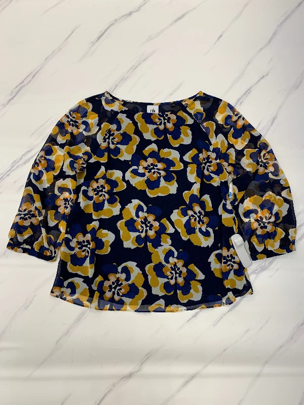 women's tops for those who want to add a touch of elegance and sophistication to their everyday wearTop Long Sleeve By Cabi In Blue & Yellow, Size: M