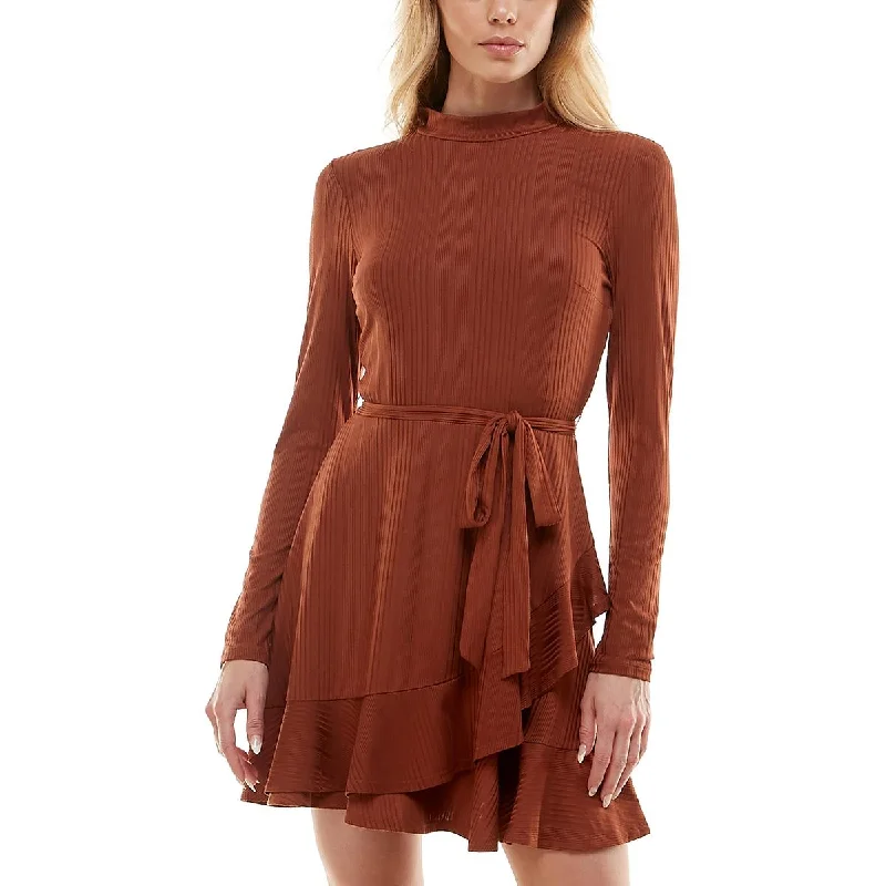 women's club dressesSpeechless Womens Juniors Tiered Ribbed Knit Mini Dress