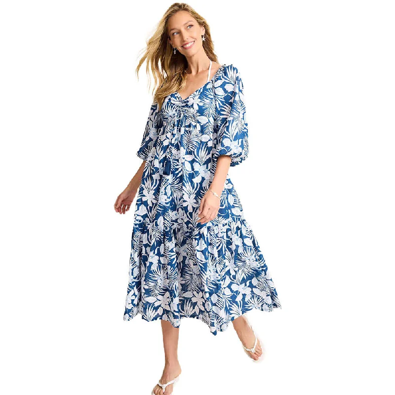 Elegant DressTommy Bahama Womens Blooms Midi Dress Coverup - Indigo Tide