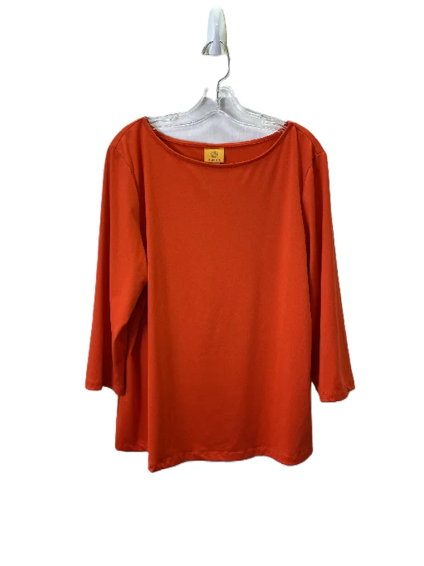 women's tops for everyday eleganceTop Long Sleeve Basic By Ruby Rd In Orange, Size: Xl