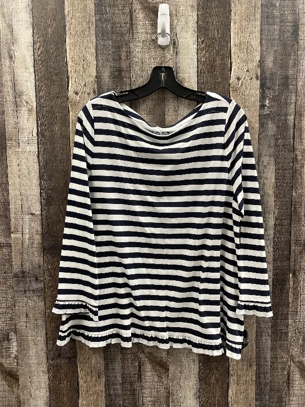 women's tops for those who love to mix and match prints and patternsTop Long Sleeve By Loft In Striped Pattern, Size: L