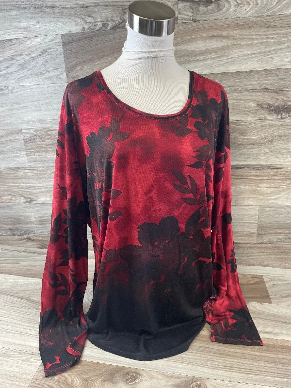 women's tops for those who want to elevate their everyday wear with chic and elegant piecesTop Long Sleeve By Simply Vera In Black & Red, Size: Xl