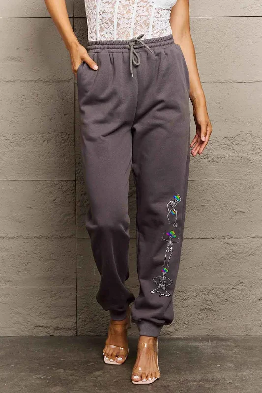 women's tops for those who want to add a touch of elegance and sophistication to their everyday wearSimply Love Full Size SKELETON Graphic Sweatpants