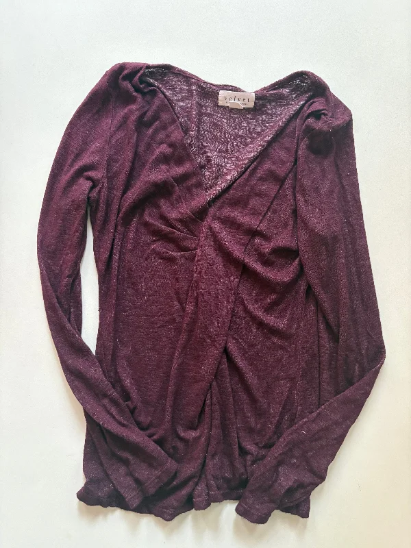 women's tops for glamorous eveningsTop Long Sleeve By Velvet In Maroon, Size: S