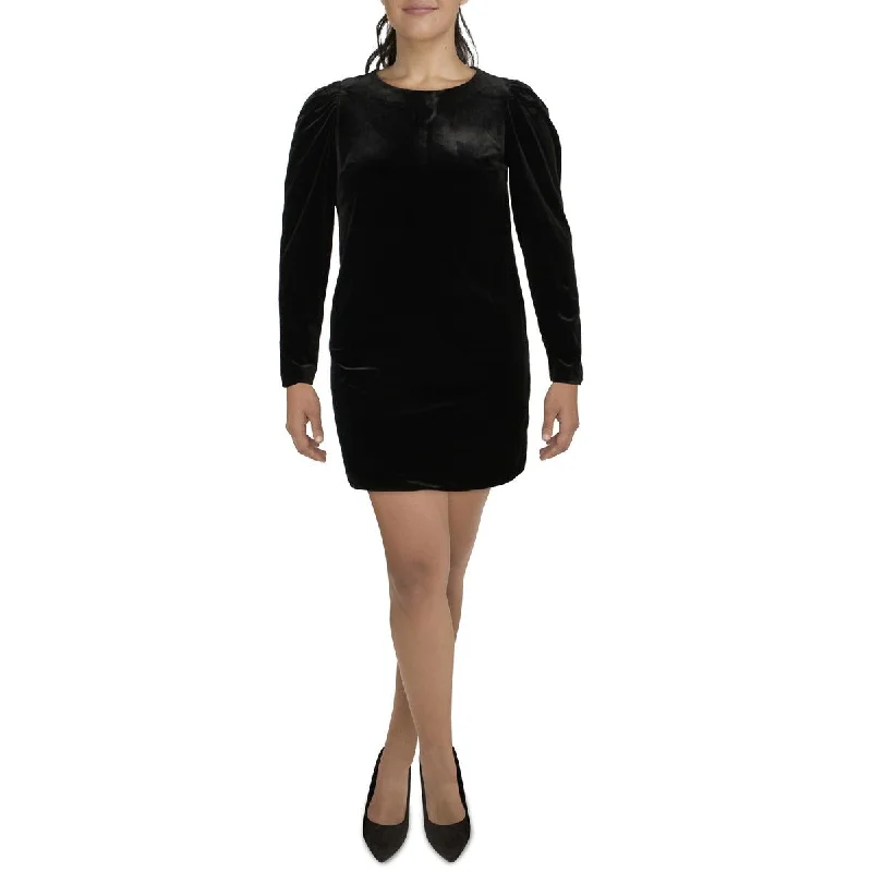 women's long-sleeved dressesMellóday Womens Velvet Short Mini Dress