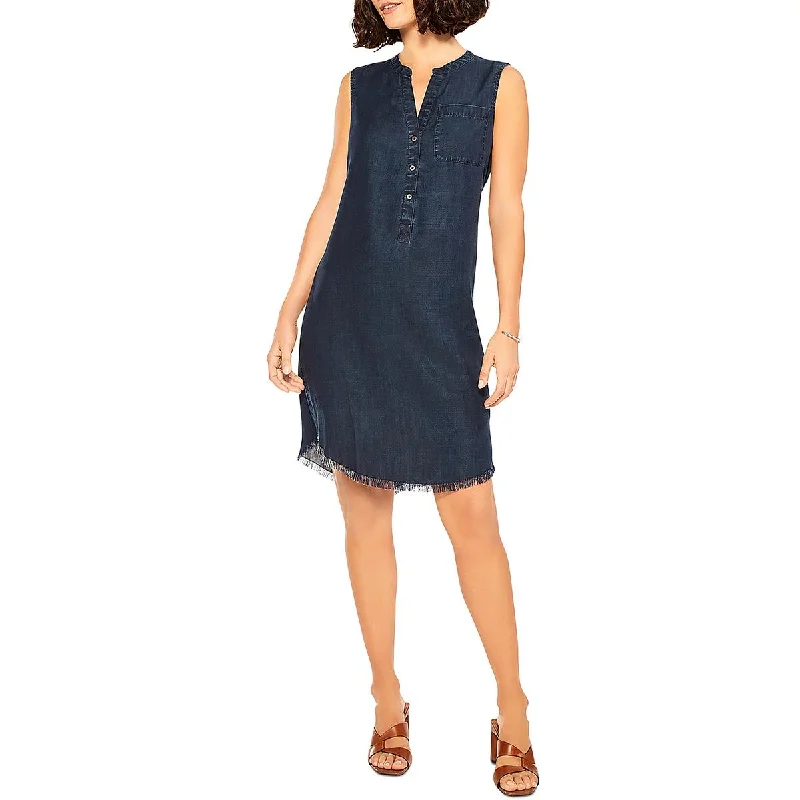 women's curve-hugging dressesNic + Zoe Womens Chambray Sleeveless Mini Dress