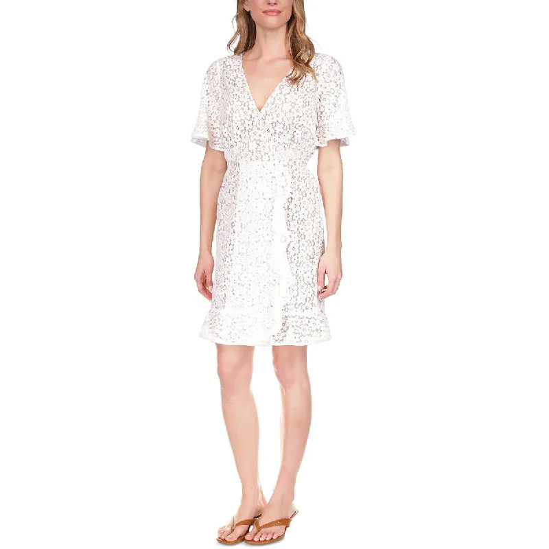 women's wrinkle-resistant dressesMICHAEL Michael Kors Womens Petites Lace Floral Mini Dress