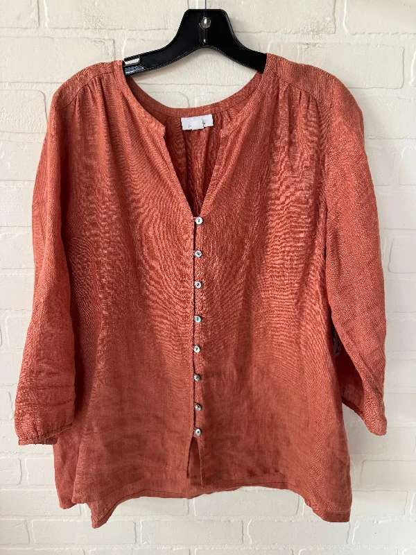 women's tops for evening soireesTop Long Sleeve By J. Jill In Orange, Size: Lp