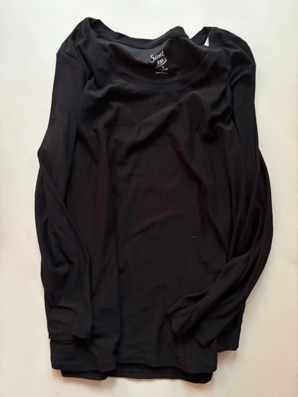 women's tops with sleeveless designsTop Long Sleeve By Pink Rose In Black, Size: 2x