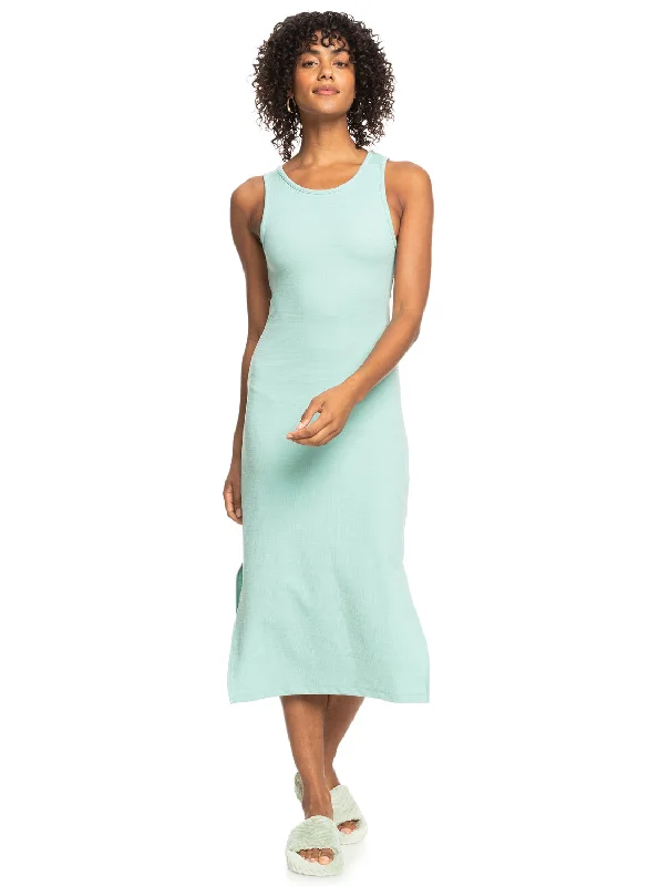 Plunging Neckline DressGood Keepsake Midi Dress - Blue Surf