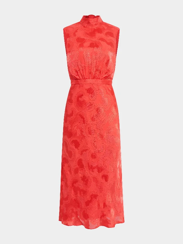 women's travel dressesFleur Midi Dress in Hot Coral