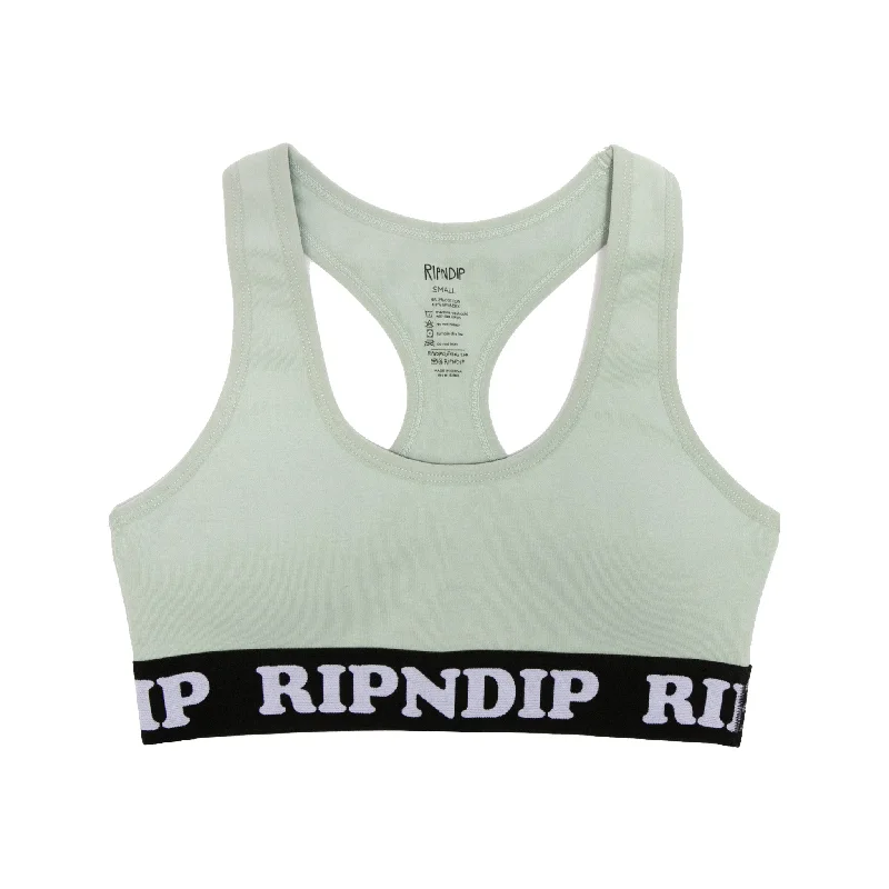 cropped women's topsPeeking Nermal Sports Bra (Sea Moss)