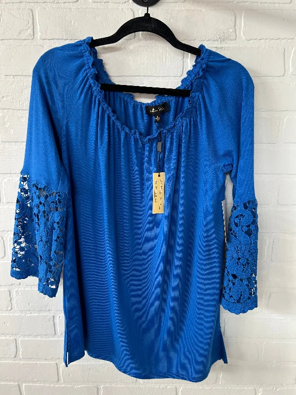 women's tops with cold-shoulder cutsTop Long Sleeve By Melissa Paige In Blue, Size: S