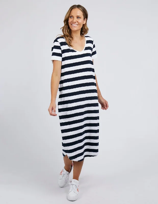 Empire DressElm Maeve Midi Dress Navy Stripe