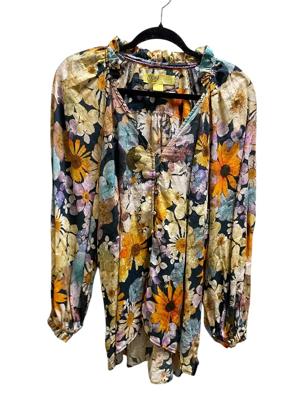 affordable women's topsTop Long Sleeve By Maeve In Floral Print, Size: L