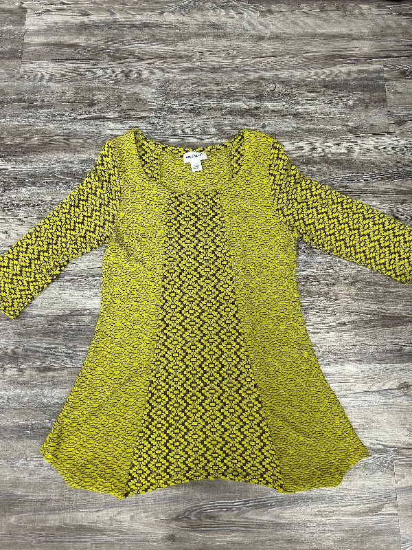 women's tops with lace-up frontsTunic Long Sleeve By Peck And Peck In Chartreuse, Size: Petite  Medium