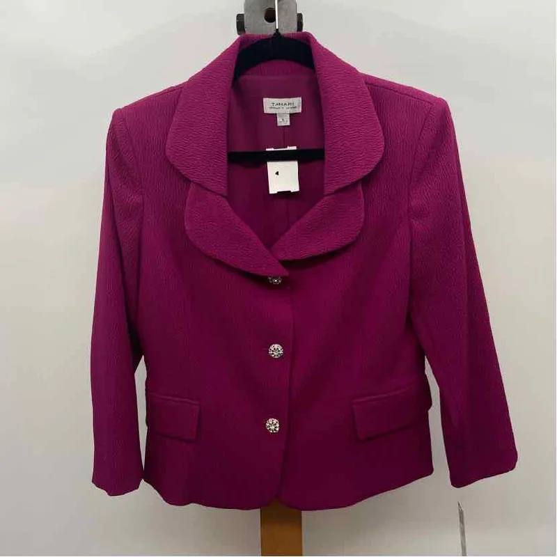 long-sleeved women's topsTahari Women's Size M Magenta Textured Jacket