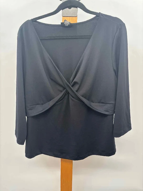 women's tops with ruffled hemsLane Bryant Women's Size 14 Black Solid Long Sleeve Shirt