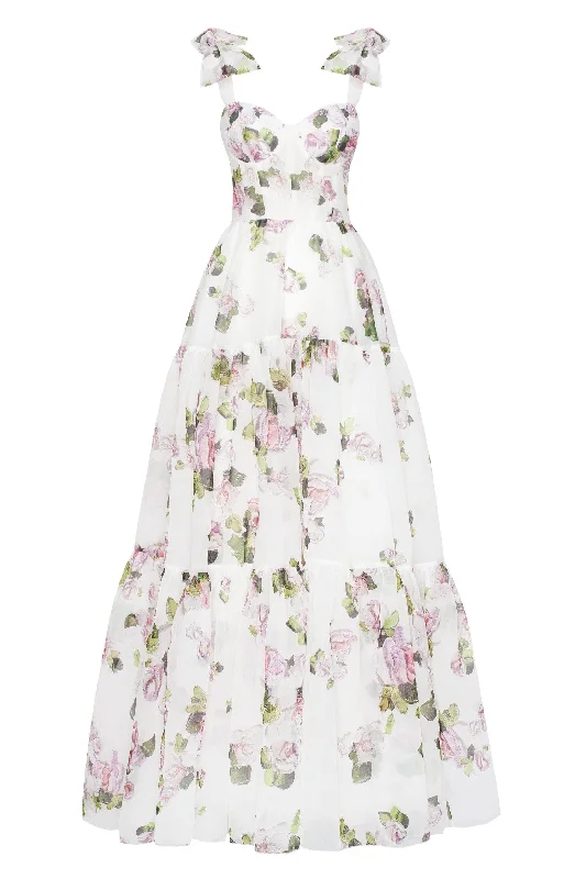 women's halter dressesApple Blossom Tender floral maxi tie-strap dress