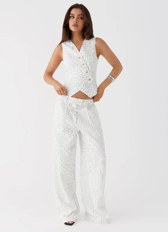 Midnight City Suit Pants - White Pinstripe