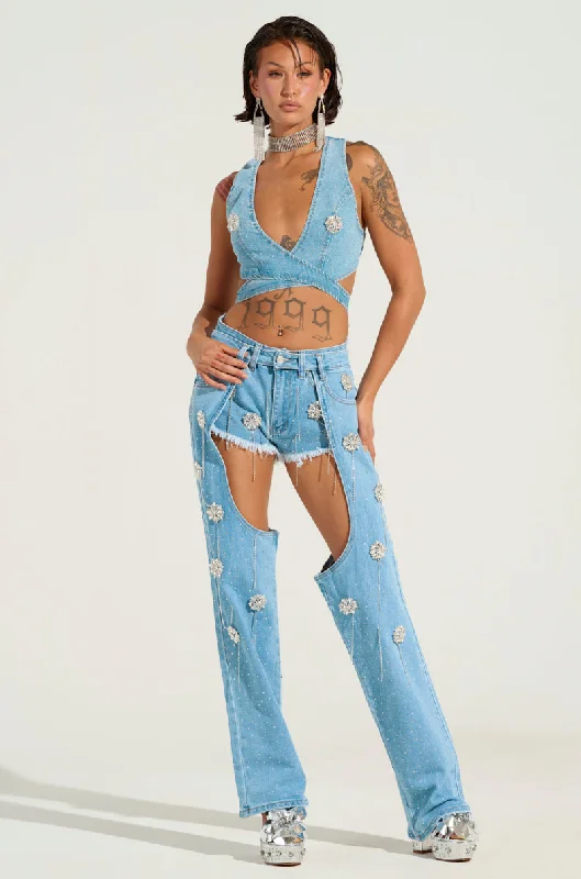 DIVALICIOUS DENIM CHAPS