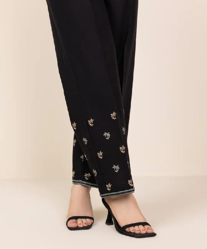 women's tops for casual FridaysEmbroidered Khaddar Straight Pants