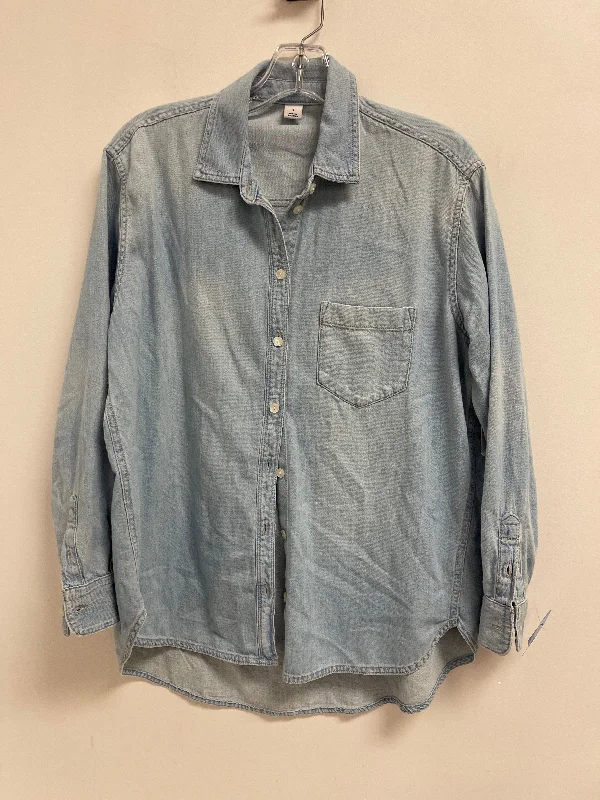 women's tops for those who appreciate subtle and muted tonesBlouse Long Sleeve By Old Navy In Blue Denim, Size: S