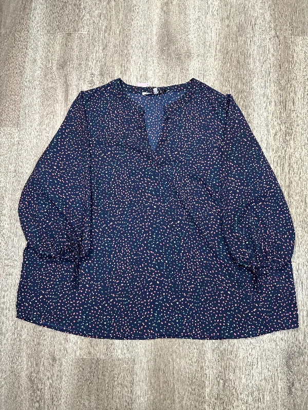 luxury women's topsBlouse 3/4 Sleeve By Collective Concepts In Blue, Size: 2x