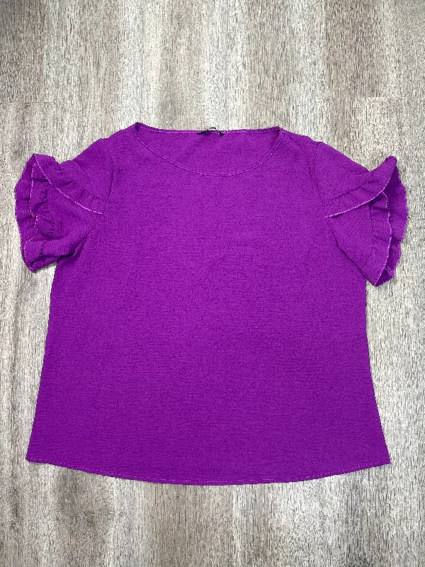 women's tops for layeringBlouse Short Sleeve By Fashion In Purple, Size: Xl