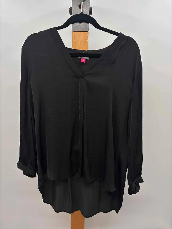 women's tops for cozy nights inVince Camuto Women's Size XL Black Solid Long Sleeve Shirt