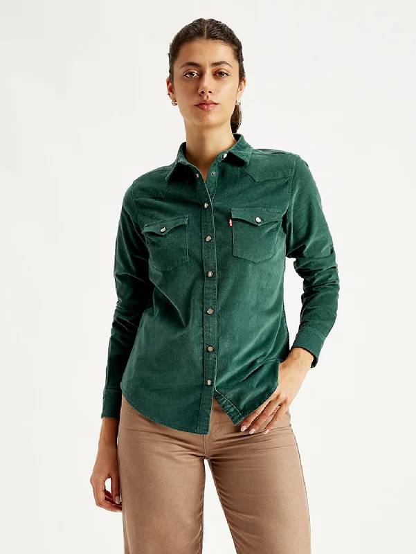 women's tops with asymmetrical designsWomen's Solid Regular Fit Shirt