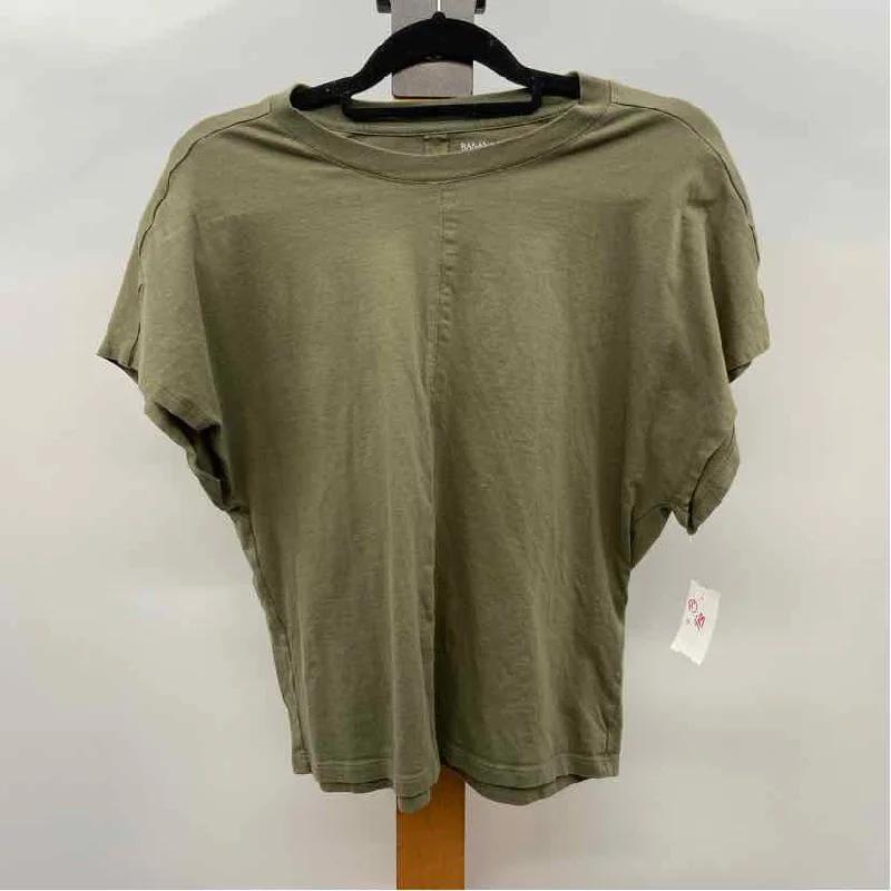 women's tops for layeringBanana Republic Women's Size L Green Solid Short Sleeve Shirt