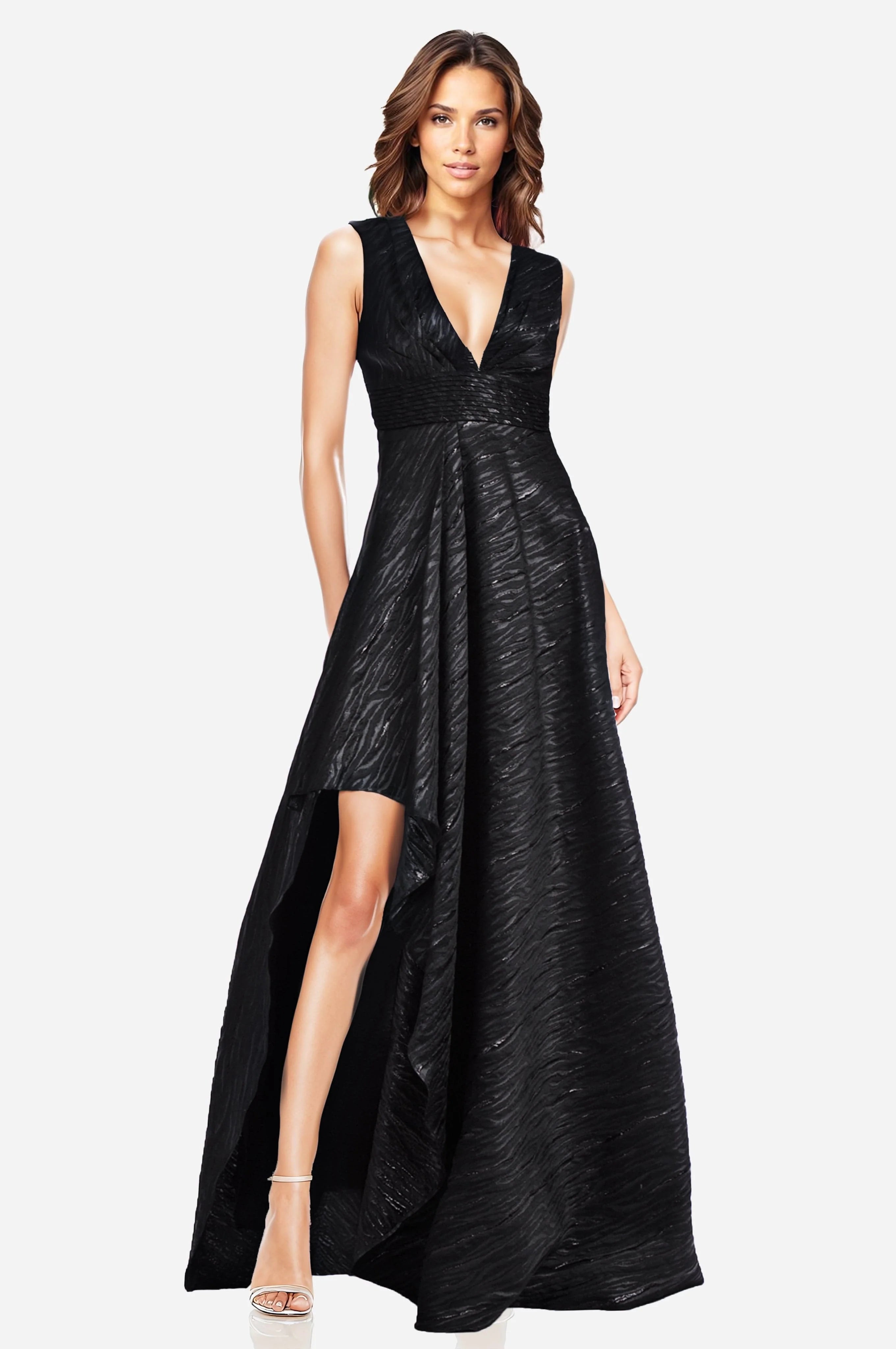 Floor-Length DressThe Whitney Jacquard Maxi Dress - Black