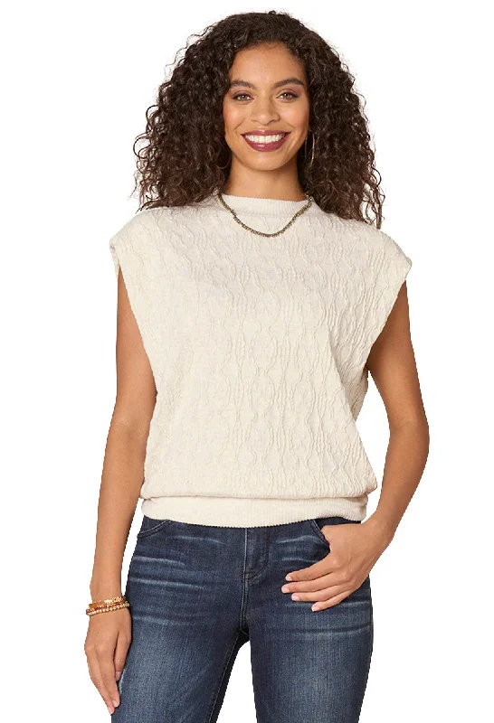 women's tops with flutter sleevesExtended Cap Sleeve Mock Neck Ruched Side Banded Hem Knit Top