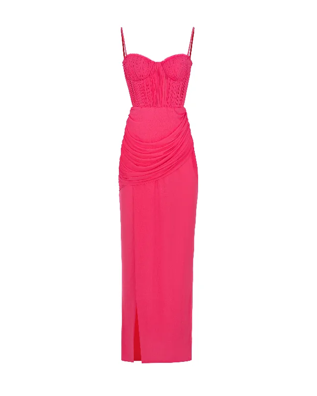 women's maternity dressesVibrant pink bustier maxi dress