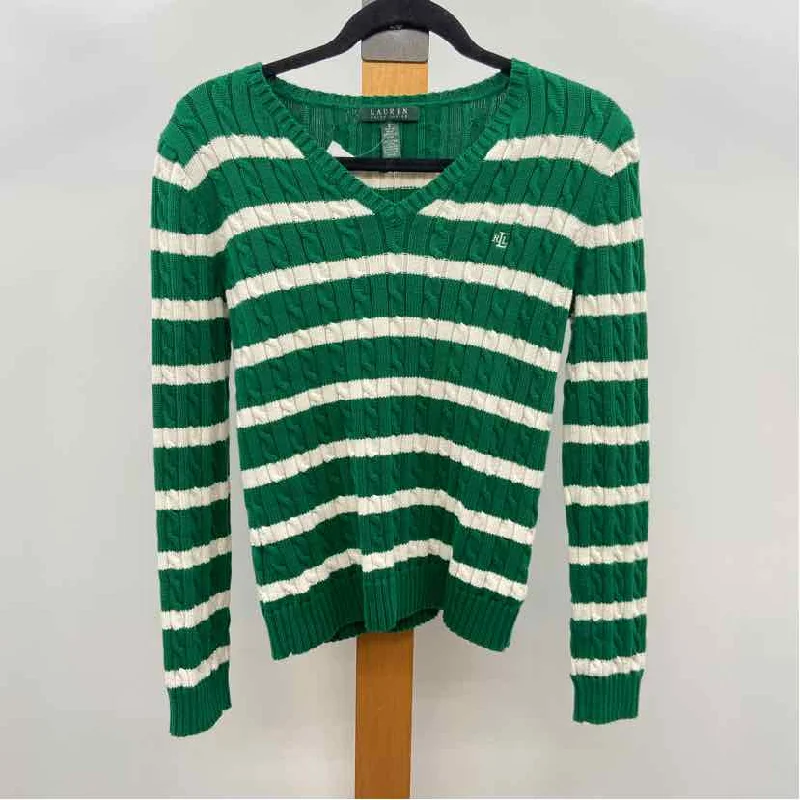 plus-size women's topsRalph Lauren Women's Size S Green Stripe Sweater