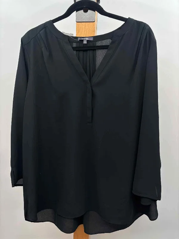 women's tops for minimalist aestheticsNYDJ Women's Size XL Black Solid Long Sleeve Shirt