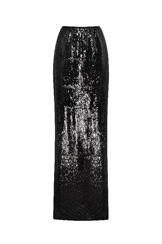 women's casual dressesDramatic fitted sequined black maxi skirt