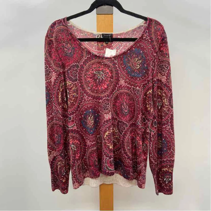 spaghetti strap women's topsTalbots Women's Size L burgundy Paisley Long Sleeve Shirt